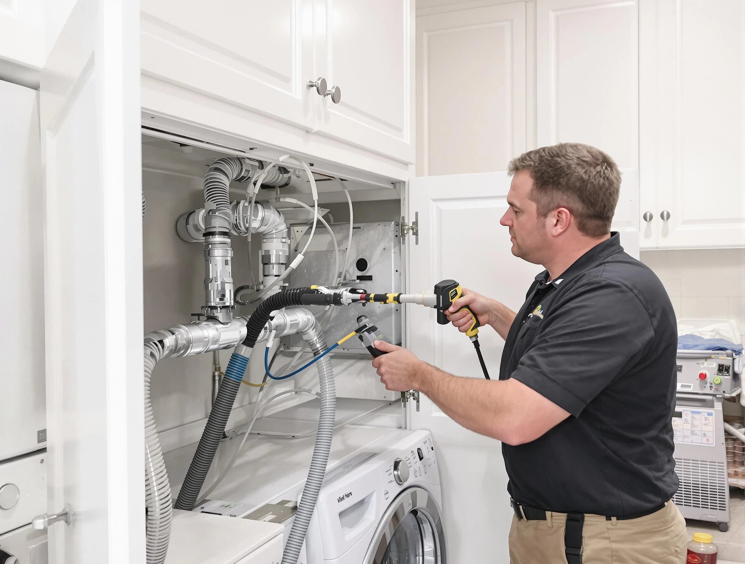 Highland Lakes Dryer Vent Cleaning professional removing severe blockage from a clogged dryer vent in Highland Lakes
