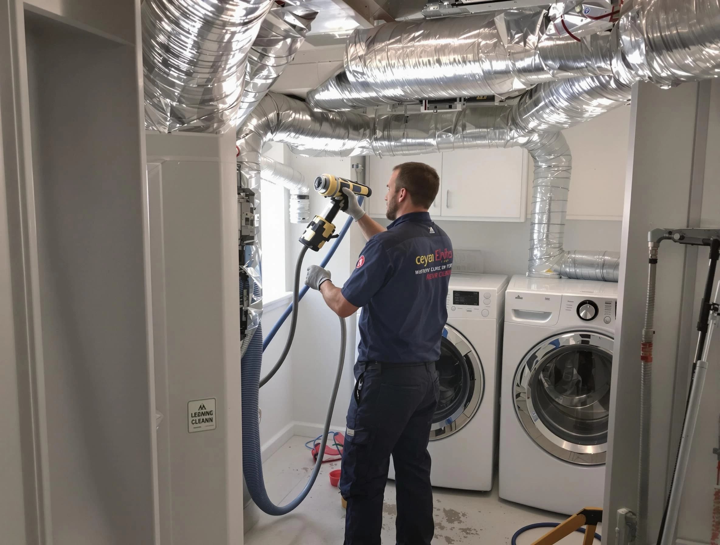 Highland Lakes Dryer Vent Cleaning specialist using advanced equipment for thorough duct cleaning in Highland Lakes